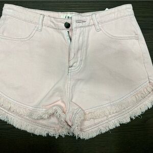 Pink Frayed Hem Women's Shorts